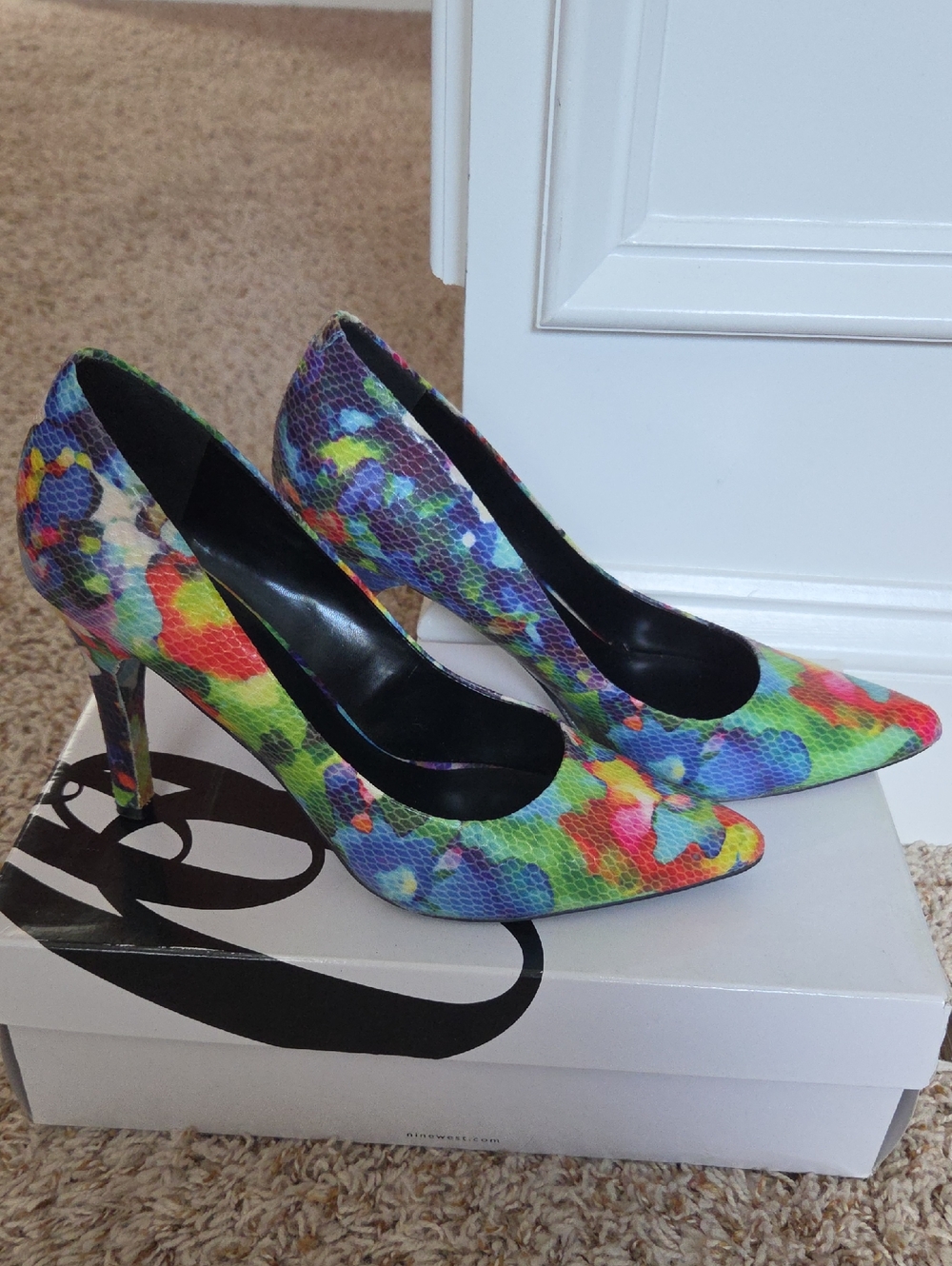 Nine West Multicolor Floral Pointed-Toe Stilettos - Like New